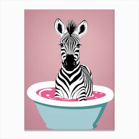 Zebra In A Bath Tub, whimsical animal art, 1106 Canvas Print