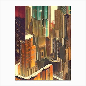 City Buildings Urban Skyline Skyscrapers Downtown Structures Canvas Print