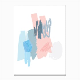 Abstract Pink and Blue Scribbles Canvas Print