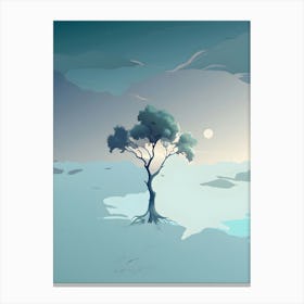 Lone Tree In The Snow 3 Canvas Print