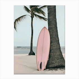 Pink Surfboard On The Beach 2 Canvas Print