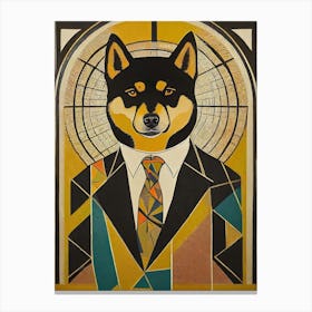 Shiba Inu Art Deco Canvas Print