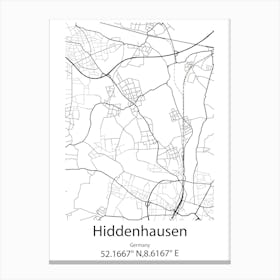 Hiddenhausen,Germany Minimalist Map Canvas Print