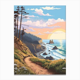 Lost Coast Trail Usa 1 Hike Illustration Canvas Print