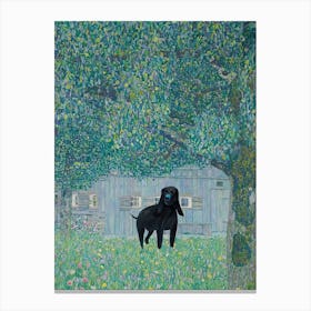 Farmhouse In Buchberg With A Black Dog   Gustav Klimt Inspired Canvas Print