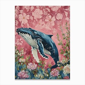 Floral Animal Painting Humpback Whale 4 Canvas Print