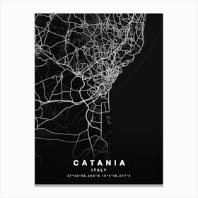 Catania Sicily Italy Black Map Canvas Print