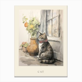 Beatrix Potter Inspired  Animal Watercolour Cat 4 Canvas Print