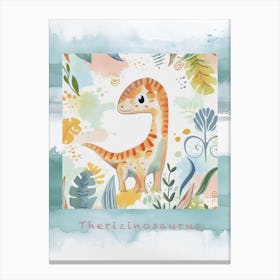 Cute Muted Therizinosaurus Dinosaur 1 Poster Canvas Print