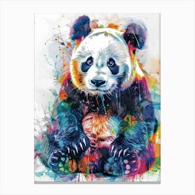 Giant Panda Colourful Watercolour 1 Canvas Print