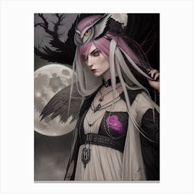 Gothic girl in the woods Canvas Print