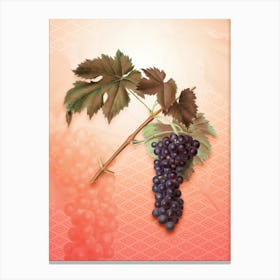Black Aleatico Grape Vintage Botanical in Peach Fuzz Hishi Diamond Pattern n.0286 Canvas Print