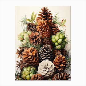 Majestic Pine Seeds Oil Paintings Canvas Print