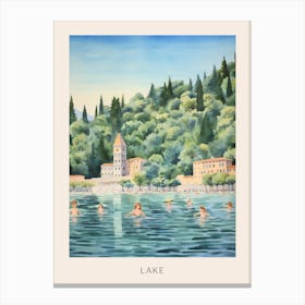 Swimming In Lake Como Italy 3 Watercolour Poster Canvas Print