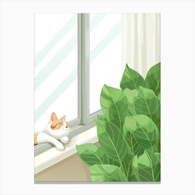 Cat On The Window Sill 1 Canvas Print