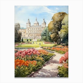 Mirabell Palace Gardens Austria Watercolour 3  Canvas Print