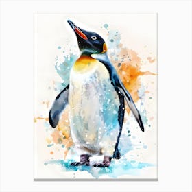 Penguin Watercolor Painting Canvas Print