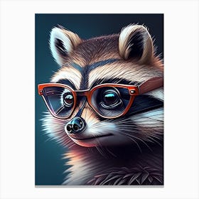 Raccoon Wearing Brown Glasses Canvas Print