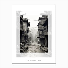 Poster Of Chongqing, China, Black And White Old Photo 1 Canvas Print