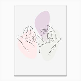 Newborn Baby'S Hands Mothers day Canvas Print