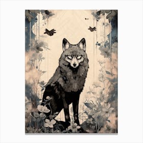 Himalayan Wolf Vintage Japanese 5 Canvas Print