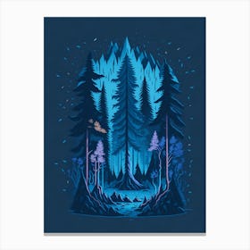 A Fantasy Forest At Night In Blue Theme 65 Canvas Print