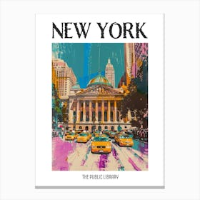 The New York Public Library New York Colourful Silkscreen Illustration 2 Poster Canvas Print