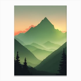 Misty Mountains Vertical Composition In Green Tone 48 Canvas Print
