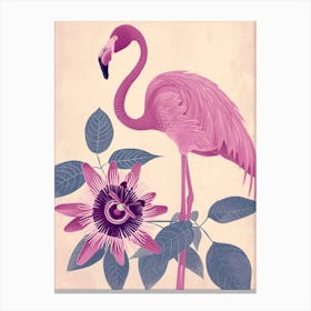 Chilean Flamingo Passionflowers Minimalist Illustration 4 Canvas Print