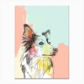 Australian Shepherd Dog Pastel Line Watercolour Illustration  1 Canvas Print