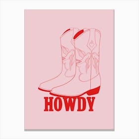 Howdy Boots Poster, Barn Wall Art, Cowgirl Print, Vintage Horse Art, Retro Western Prints Texas Art Print Canvas Print