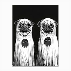 Halloween Pugs as Ghosts Canvas Print