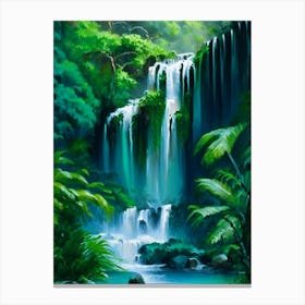 Waterfalls In A Jungle Waterscape Impressionism 1 Canvas Print