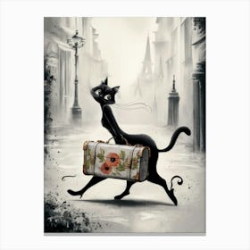 Cat Carrying Suitcase Canvas Print