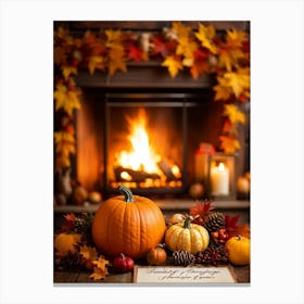 Cozy Handwritten Thanksgiving Greeting Nestled Within An Ornate Autumnal Border Featuring A Rich (1) Canvas Print