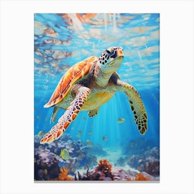 Sea Turtle Ocean And Reflections 3 Canvas Print