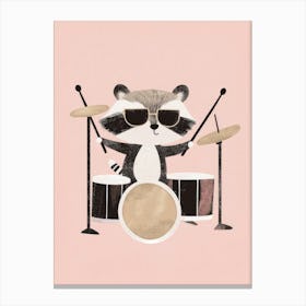 Raccoon Playing Drums Canvas Print