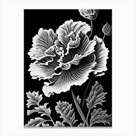 Carnation Leaf Linocut 2 Canvas Print