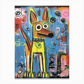 Basquiat's styled Graffiti Hounds: Urban Art in Dog Tones Canvas Print