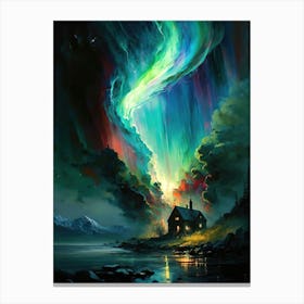 Aurora Borealis over Alaska Cabin Canvas Print