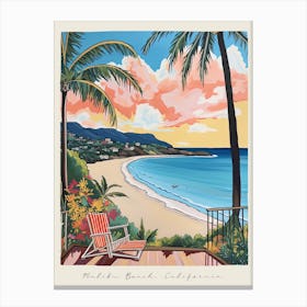 Poster Of Malibu Beach, California, Matisse And Rousseau Style 3 Canvas Print