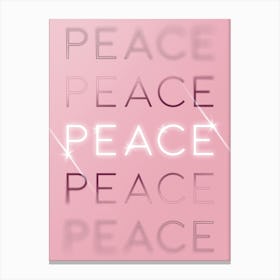 Motivational Words Peace Quintet in Pink Canvas Print