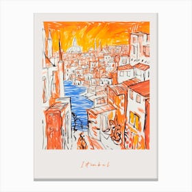 Istanbul Turkey 2 Orange Drawing Poster Canvas Print