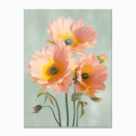 Sunflowers Flowers Acrylic Painting In Pastel Colours 1 Canvas Print