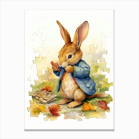 Bunny Puzzles Rabbit Prints Watercolour 4 Canvas Print