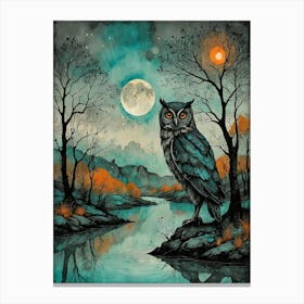 Owl In The Hood 001 Canvas Print