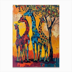 Abstract Giraffe Herd Under The Trees 7 Canvas Print