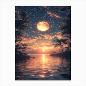 Full Moon Over Water 13 Canvas Print