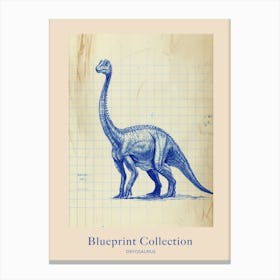 Dryosaurus Dinosaur Blue Print Sketch 1 Poster Canvas Print