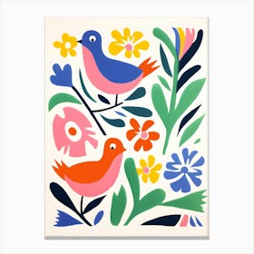 Birds And Flowers Canvas Print